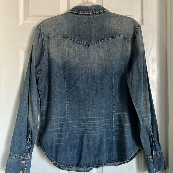 Vtg gap 2002 denim snap button down chambray shirt long sleeve denim large - Picture 8 of 8